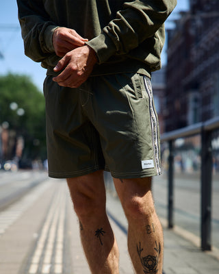 Rhythm Panel Stripe Beach Short Olive