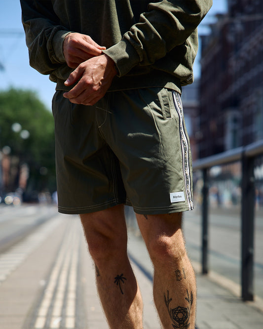 Rhythm Panel Stripe Beach Short Olive