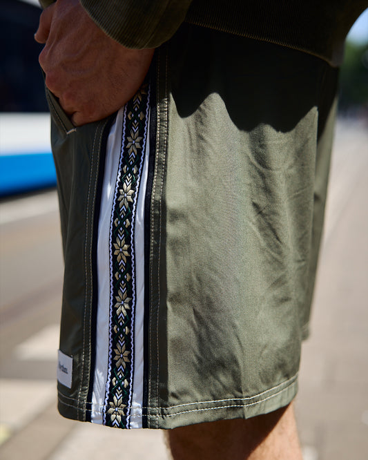 Rhythm Panel Stripe Beach Short Olive