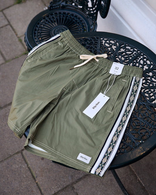 Rhythm Panel Stripe Beach Short Olive