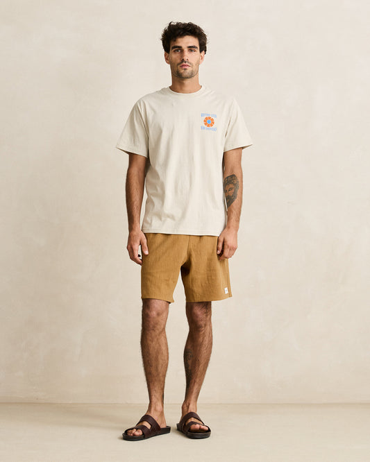 Rhythm Textured Linen Jam Short Tobacco