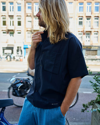 Snow Peak Airo Short Sleeve Shirt Black on model 2