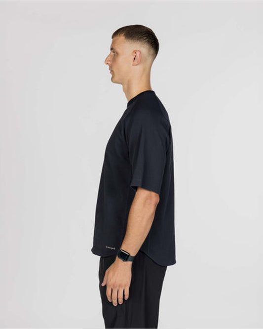 Snow Peak Dry Waffle T-Shirt Dark Navy model side