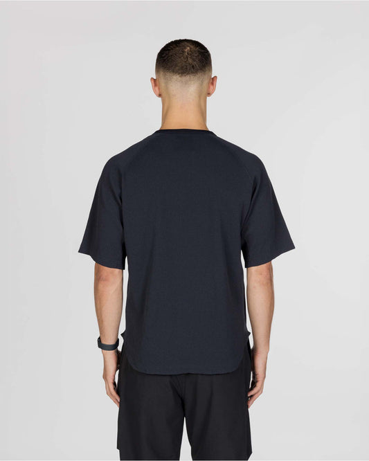 Snow Peak Dry Waffle T-Shirt Dark Navy model back
