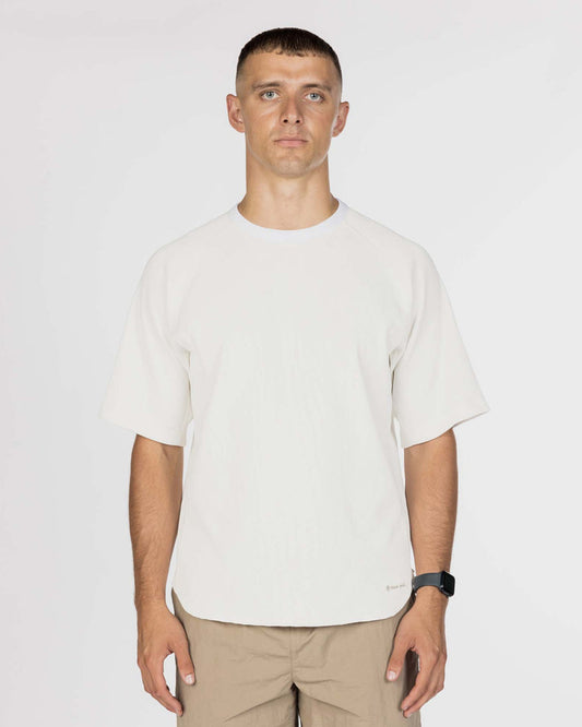 Snow Peak Dry Waffle T-Shirt Off White model front