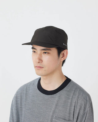 Snow Peak Gore-Tex Rain Cap Black on model
