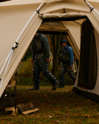 Snow Peak Land Nest Shelter in Ivory Tent lifestyle 9