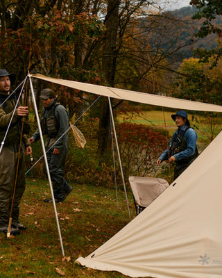 Snow Peak Land Nest Shelter in Ivory Tent lifestyle 5