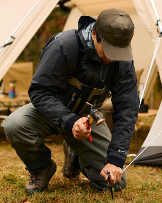 Snow Peak Land Nest Shelter in Ivory Tent lifestyle 8