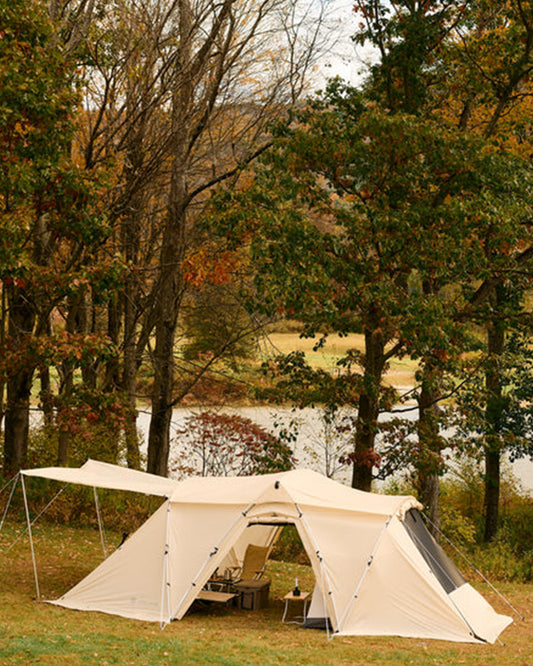 Snow Peak Land Nest Shelter in Ivory Tent