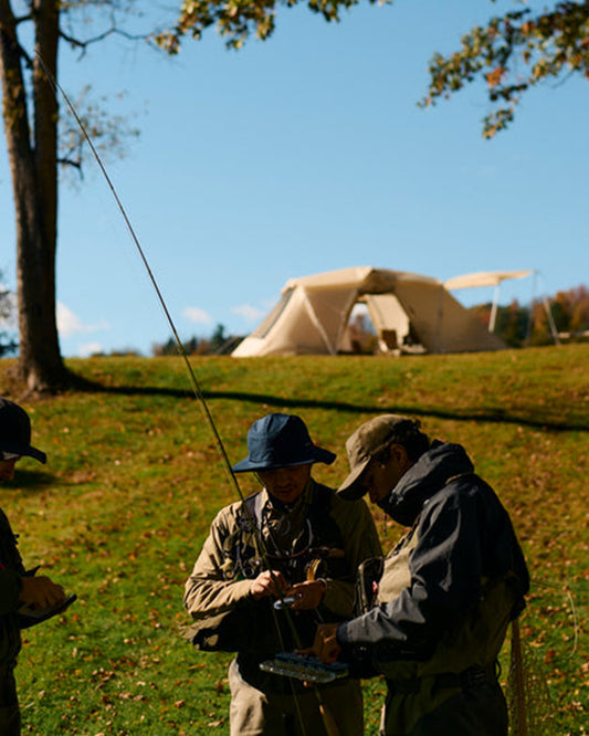 Snow Peak Land Nest Shelter in Ivory Tent lifestyle 2
