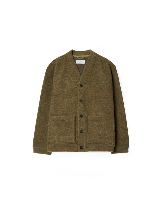 Universal Works Advance Cardigan Wool Mix Knit Olive
