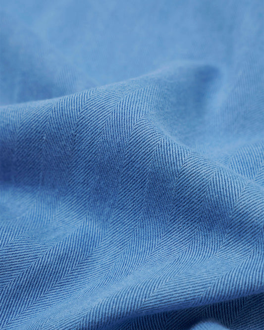Universal Works Bakers Overshirt Herringbone Washed Indigo