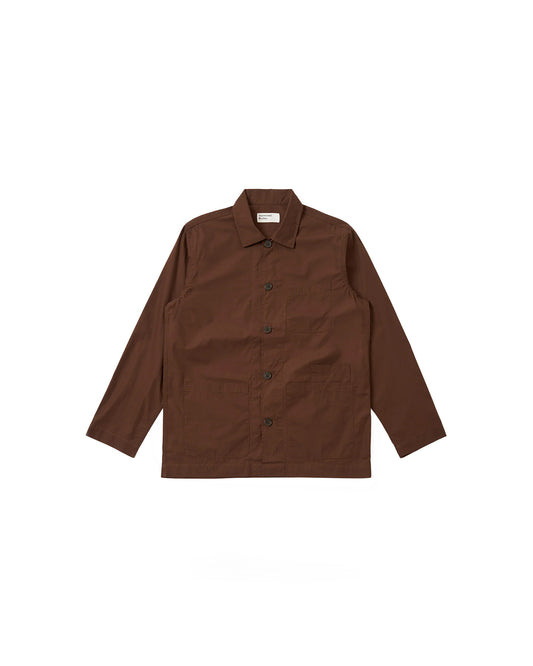 Universal Works Bakers Overshirt Peached Poplin Brown