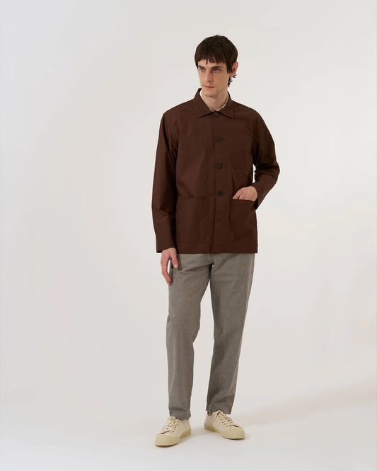 Universal Works Bakers Overshirt Peached Poplin Brown