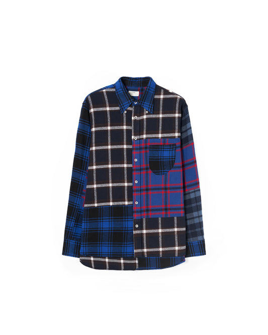 Universal Works Lazy Day Shirt Patchwork Checks Blue