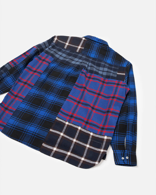 Universal Works Lazy Day Shirt Patchwork Checks Blue