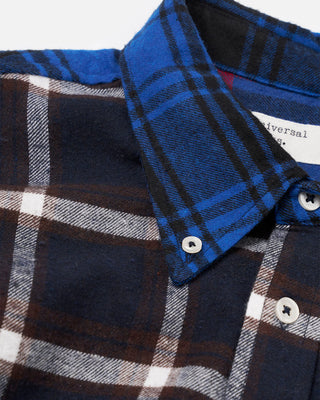 Universal Works Lazy Day Shirt Patchwork Checks Blue