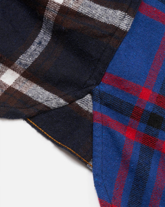 Universal Works Lazy Day Shirt Patchwork Checks Blue