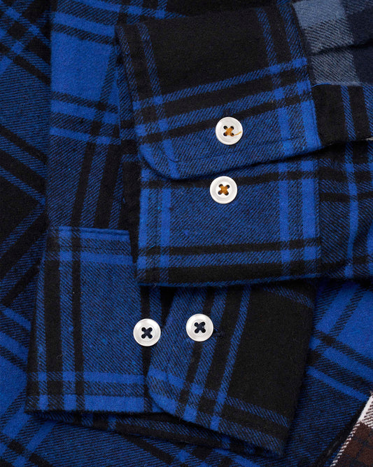 Universal Works Lazy Day Shirt Patchwork Checks Blue