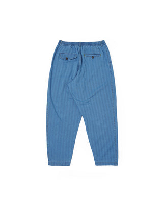 Universal Works Pleasted Track Pant Herringbone Washed Indigo