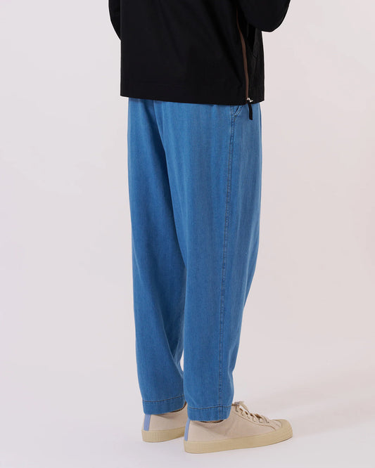 Universal Works Pleasted Track Pant Herringbone Washed Indigo