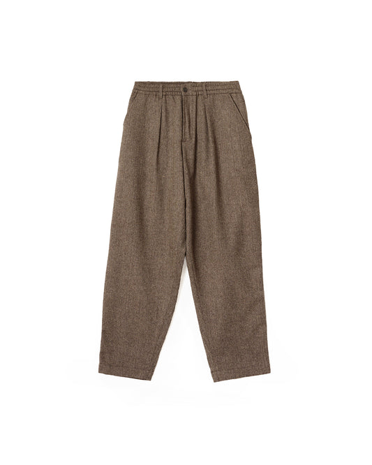 Universal Works Pleated Track Pant Wool Herringbone Brown
