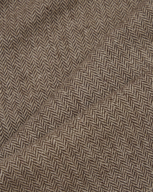 Universal Works Pleated Track Pant Wool Herringbone Brown