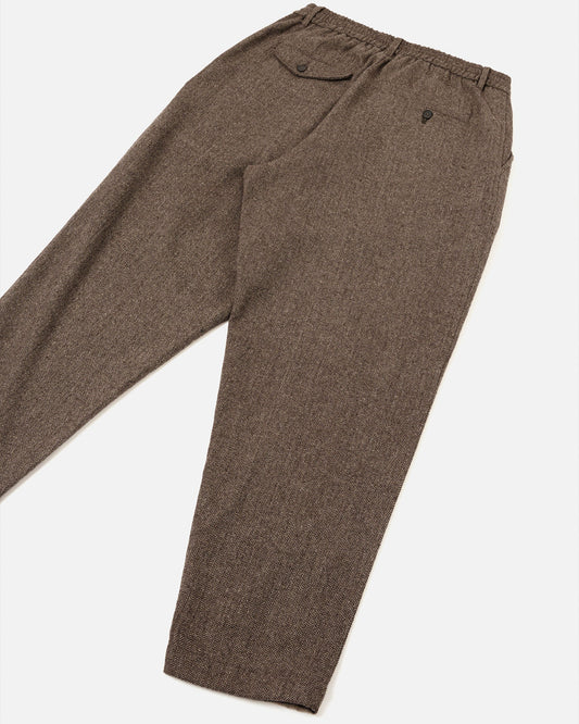 Universal Works Pleated Track Pant Wool Herringbone Brown