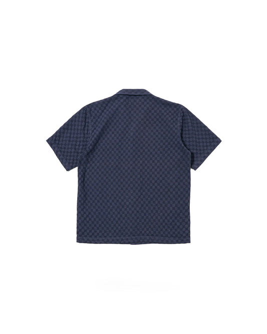 Universal Works Road Shirt Dot Waffle Navy