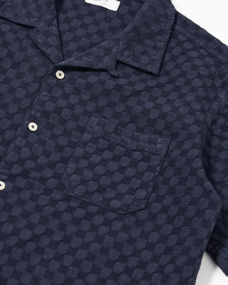 Universal Works Road Shirt Dot Waffle Navy