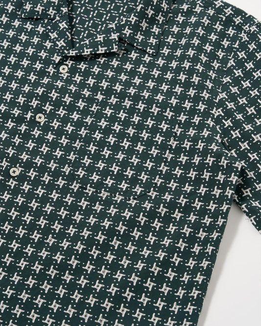 Universal Works Road Shirt Rhodes 8 Cotton Green / White