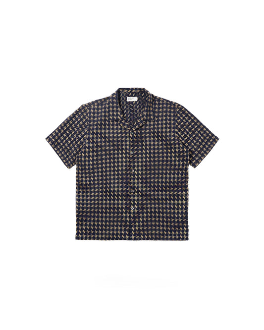 Universal Works Road Shirt Rhodes 8 Cotton Navy / Sand