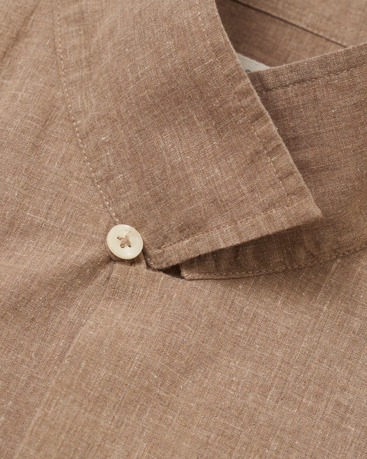 Universal Works Road Shirt Sido Linen Mix Brown