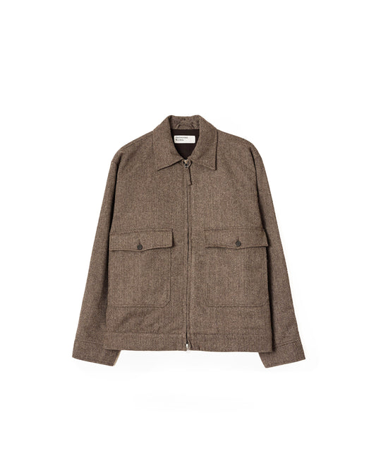 Universal Works S130 Jacket Wool Herringbone Brown