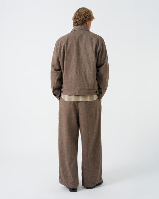 Universal Works S130 Jacket Wool Herringbone Brown