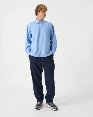 Universal Works Square Pocket Shirt Brushed Flannel Blue