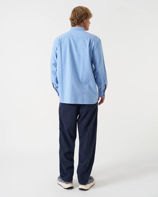 Universal Works Square Pocket Shirt Brushed Flannel Blue
