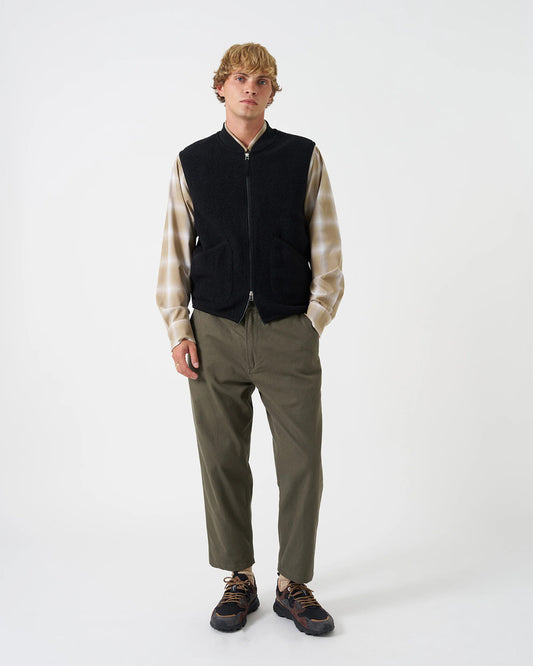 Universal Works Zip Waistcoat Wool Fleece Black