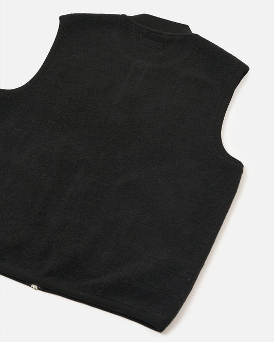 Universal Works Zip Waistcoat Wool Fleece Black