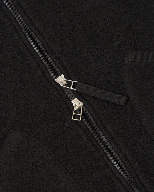 Universal Works Zip Waistcoat Wool Fleece Black
