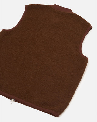 Universal Works Zip Waistcoat Wool Fleece Cacao