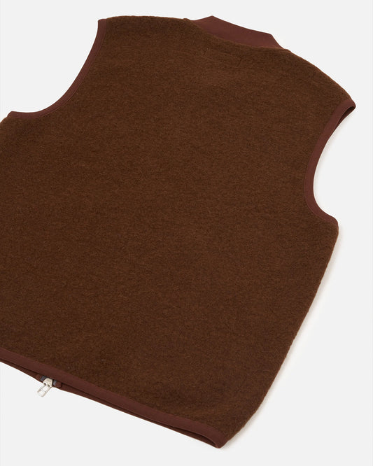 Universal Works Zip Waistcoat Wool Fleece Cacao