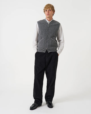 Universal Works Zip Waistcoat Wool Fleece Grey Marl