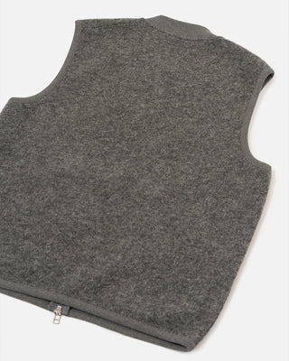 Universal Works Zip Waistcoat Wool Fleece Grey Marl
