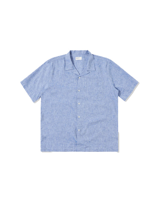 Universal Works Slub Linen Mix Road Shirt Blue