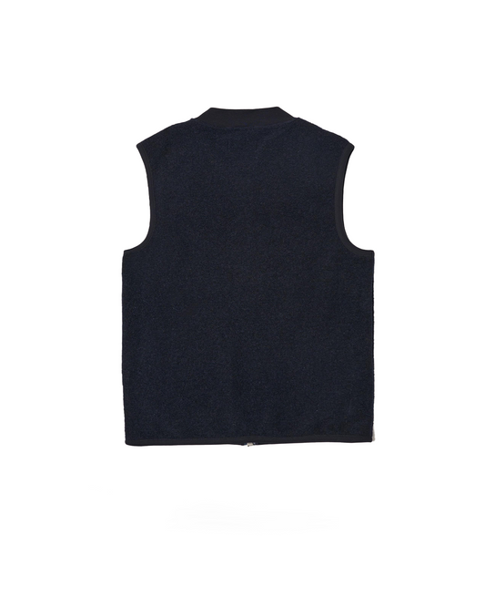 Universal Works Zip Waistcoat Wool Fleece Navy