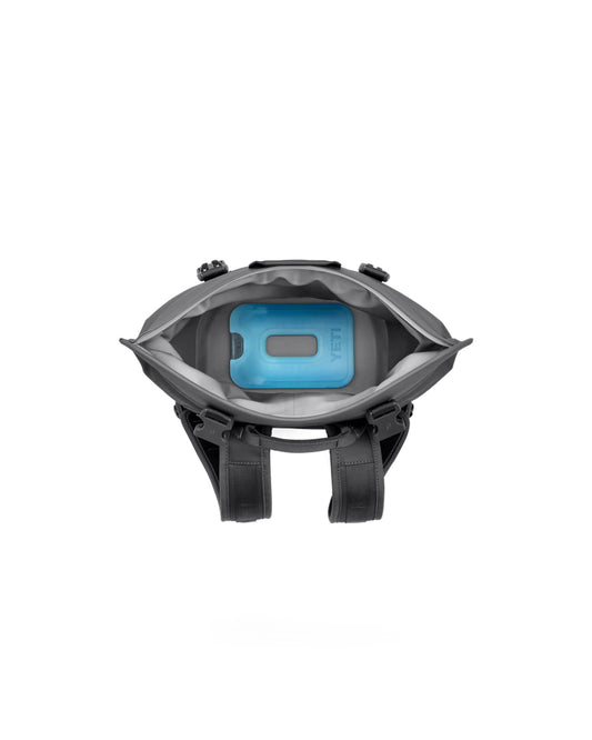 Yeti Hopper M12 Charcoal Backpack open with ice