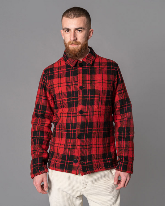 La Paz Baptista Classic Worker Jacket Red Black Checks Wool