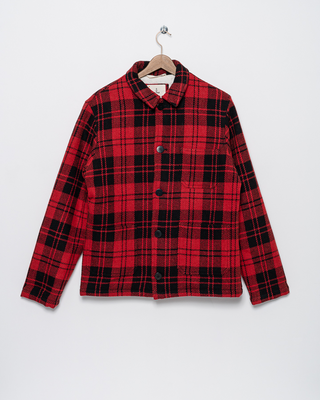 La Paz Baptista Classic Worker Jacket Red Black Checks Wool